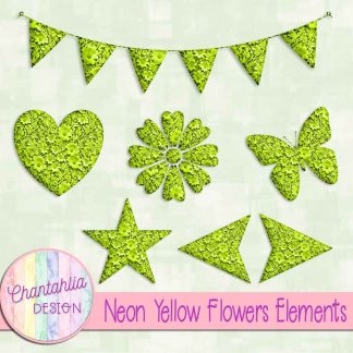 Free neon yellow clay flowers elements