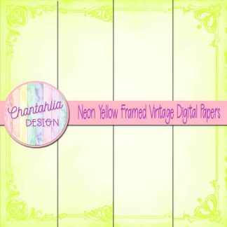 Free neon yellow framed vintage digital papers