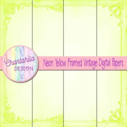Free neon yellow framed vintage digital papers