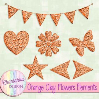 Free orange clay flowers elements