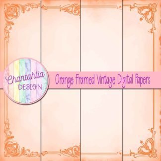 Free orange framed vintage digital papers