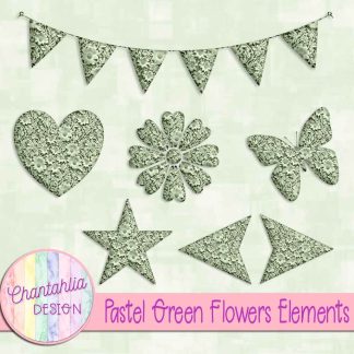Free pastel green clay flowers elements