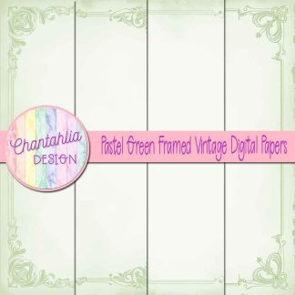 Free pastel green framed vintage digital papers