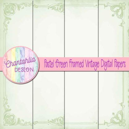 Free pastel green framed vintage digital papers