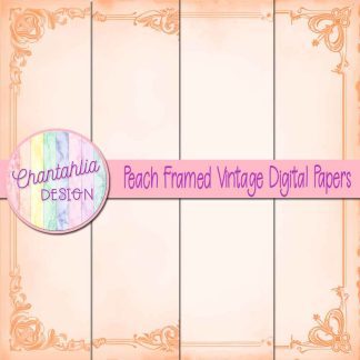 Free peach framed vintage digital papers
