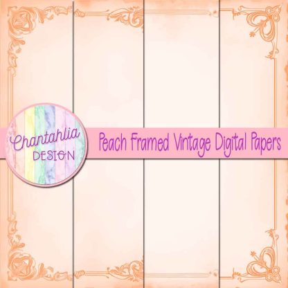Free peach framed vintage digital papers
