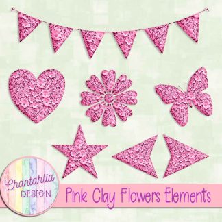 Free pink clay flowers elements