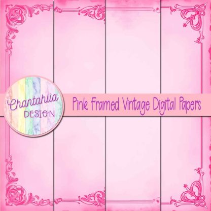 Free pink framed vintage digital papers