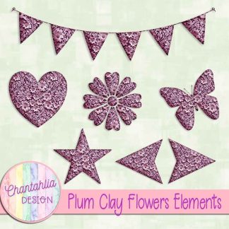 Free plum clay flowers elements