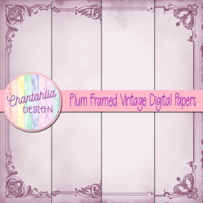 Free plum framed vintage digital papers
