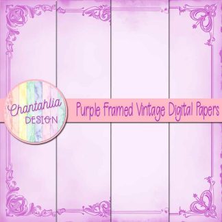 Free purple framed vintage digital papers