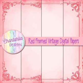 Free red framed vintage digital papers