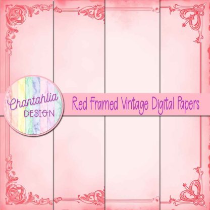 Free red framed vintage digital papers