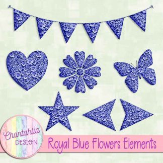 Free royal blue clay flowers elements