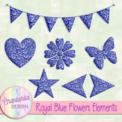 Free royal blue clay flowers elements