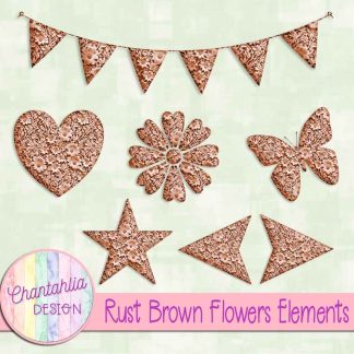 Free rust brown clay flowers elements