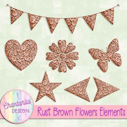 Free rust brown clay flowers elements