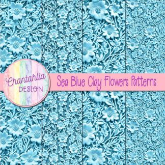 Free sea blue clay flowers patterns