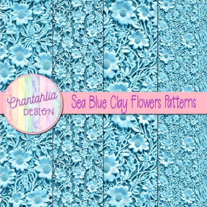Free sea blue clay flowers patterns