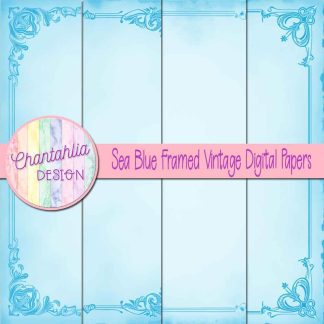 Free sea blue framed vintage digital papers