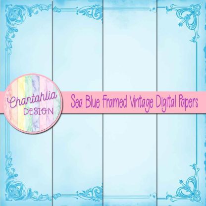 Free sea blue framed vintage digital papers