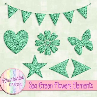Free sea green clay flowers elements