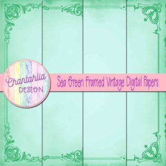 Free sea green framed vintage digital papers