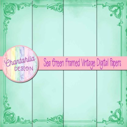 Free sea green framed vintage digital papers