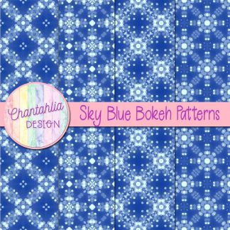 Free sky blue bokeh patterns digital papers