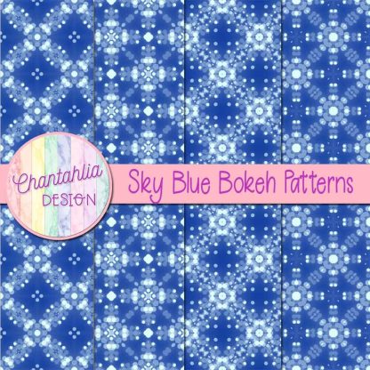 Free sky blue bokeh patterns digital papers