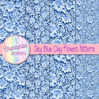 Free sky blue clay flowers patterns