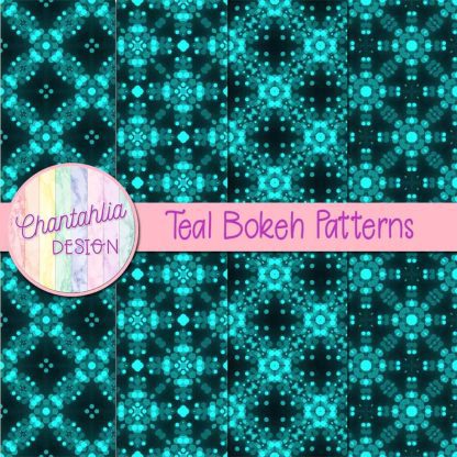 Free teal bokeh patterns digital papers