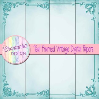 Free teal framed vintage digital papers