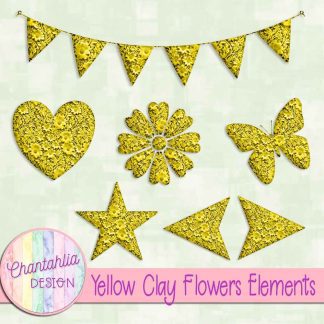 Free yellow clay flowers elements