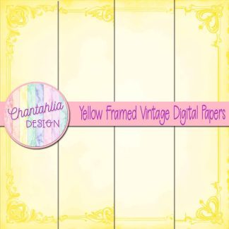 Free yellow framed vintage digital papers