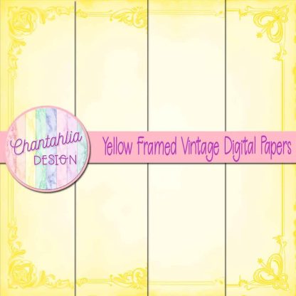 Free yellow framed vintage digital papers