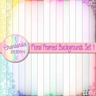 Free digital papers featuring a floral frame in 36 colours