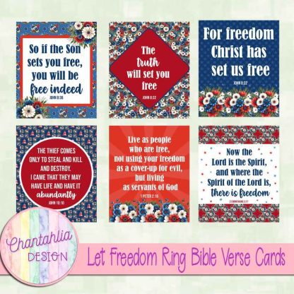 Free Bible Verse Cards in a Let Freedom Ring theme