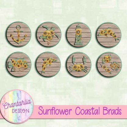 Free brads in a Sunflower Coastal theme