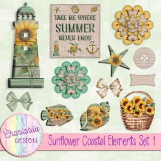 Free design elements in a Sunflower Coastal theme