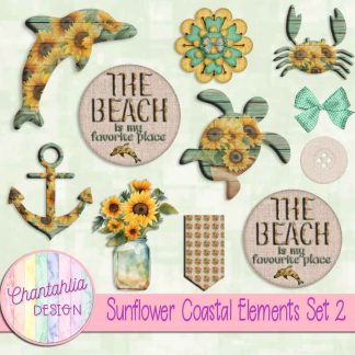 Free design elements in a Sunflower Coastal theme