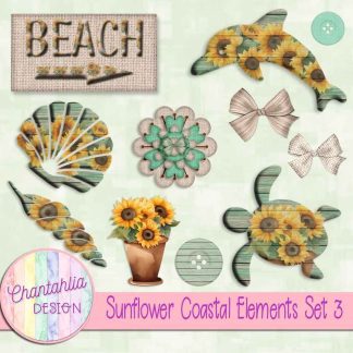 Free design elements in a Sunflower Coastal theme