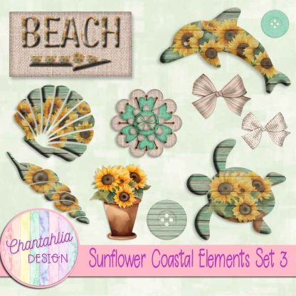 Free design elements in a Sunflower Coastal theme