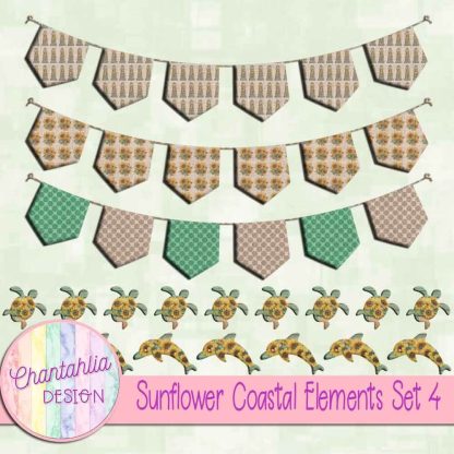 Free design elements in a Sunflower Coastal theme