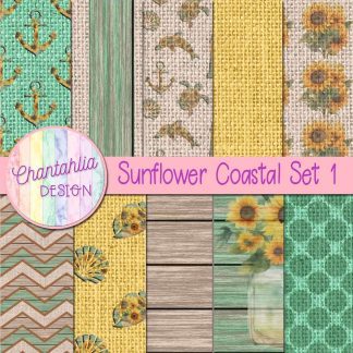 Free digital papers in a Sunflower Coastal theme