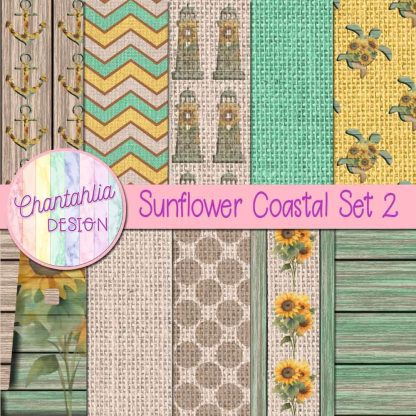 Free digital papers in a Sunflower Coastal theme