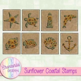 Free stamps in a Sunflower Coastal theme