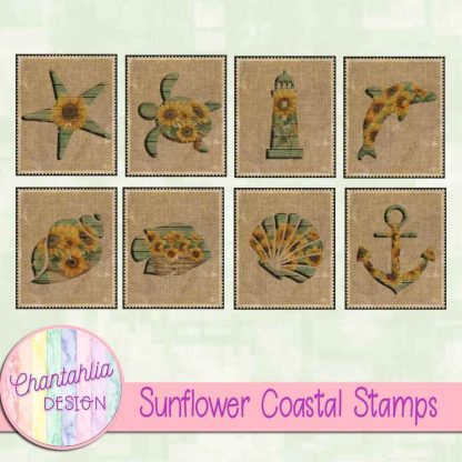 Free stamps in a Sunflower Coastal theme