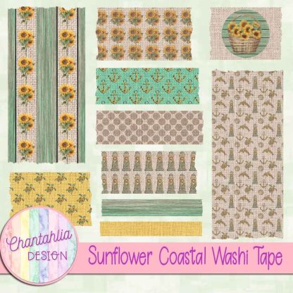 Free washi tape in a Sunflower Coastal theme