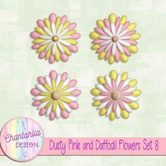 Free dusty pink and daffodil flowers set 8